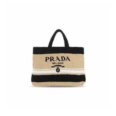 PRADA RAFFIA LOGO PLAQUE TOTE BAG 1BG392 (40*34*15) 